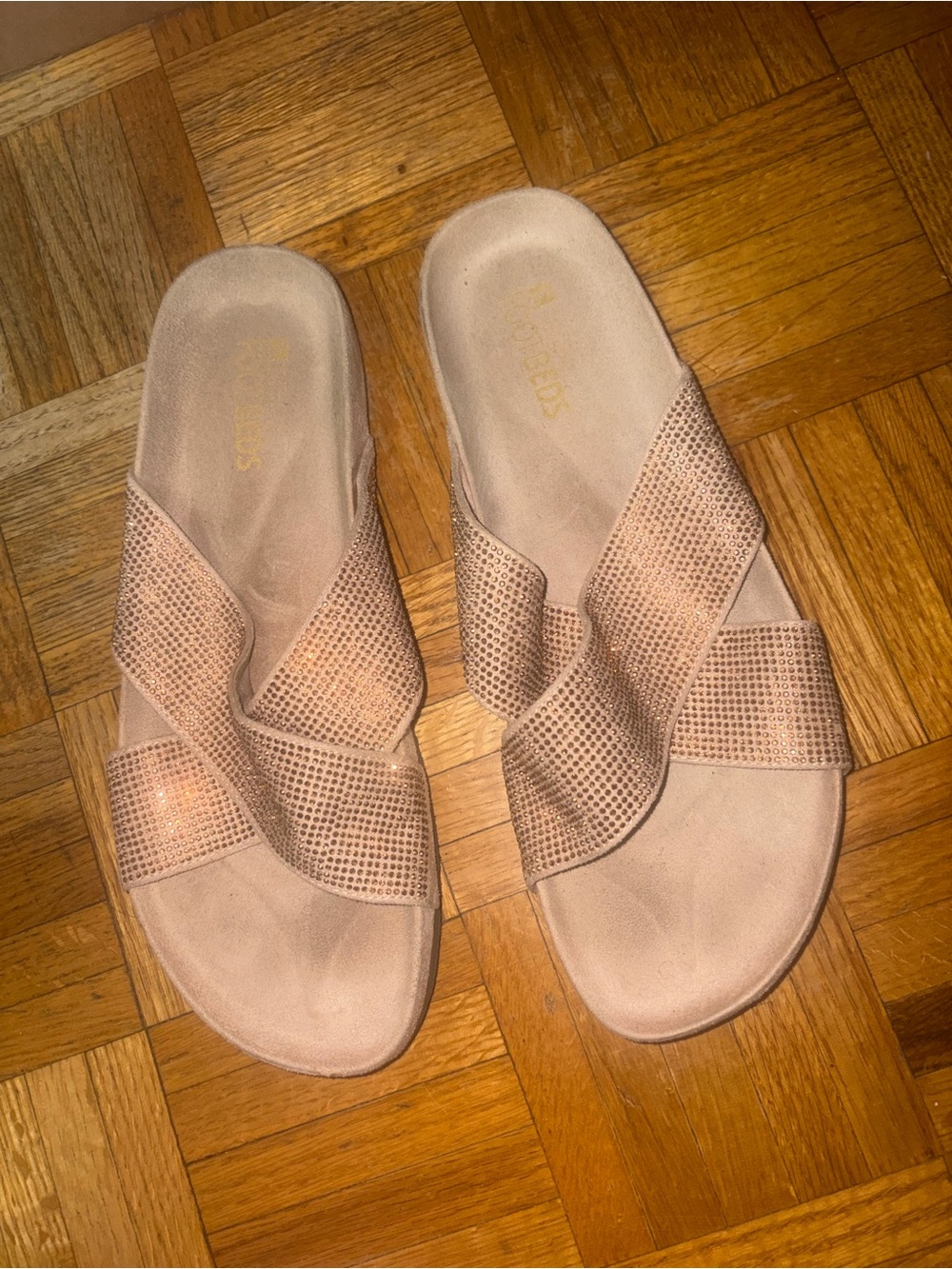 Sparkle Crisscross Slide Sandals - Blush - Picture 2 of 5